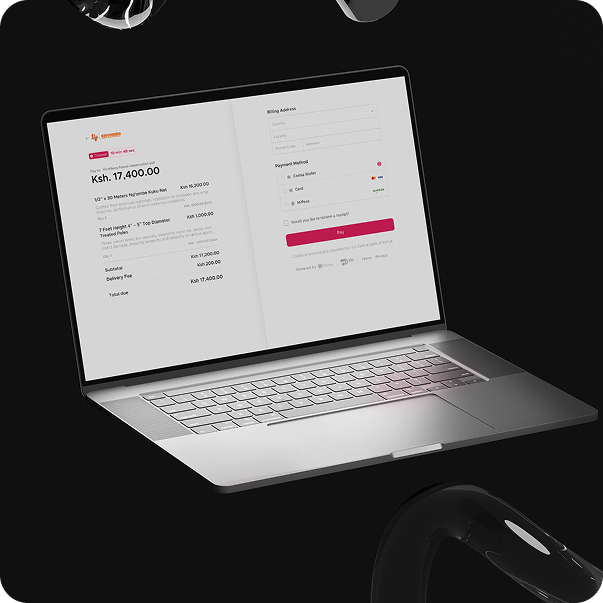 Cashia hosted checkout on laptop